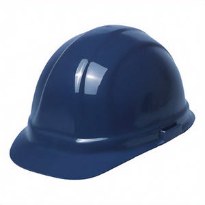 ERB® 19993 Omega II® Front Brim Hard Hat, Dark Blue, 6-1/2 Fits Mini Hat, 8 Fits Max Hat, 6-Point Suspension, ANSI Class C