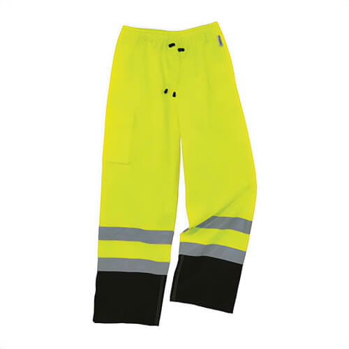 Ergodyne® 25429 GloWear® 8915BK Supplemental Rain Pant, 50 to 54 in Waist, Hi-Viz Lime, 300D Oxford Polyester