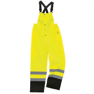 Ergodyne® 25015 8918BK GloWear® Supplemental Rain Bib, XL, Lime, 300D Oxford Polyester