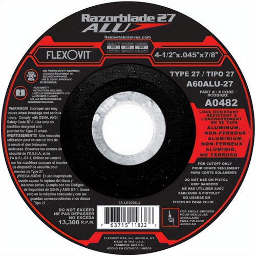 FlexOvit® A0482 Depressed Center Cut-Off Wheel, 25 ea