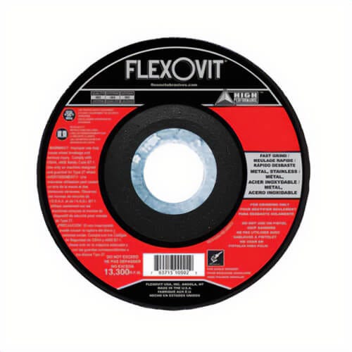 FlexOvit® A5356 HP™ Fast Grind Depressed Center Wheel, 7 in dia x 1/4 in thick, 7/8 in Center Hole, A30S Grit