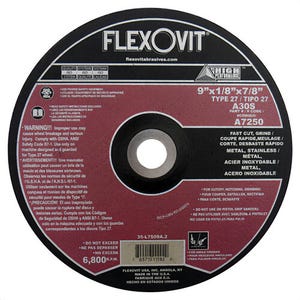 FlexOvit® A7250H Metal Grinding Wheel, A30S, 9 x 1/8 x 5/8-11