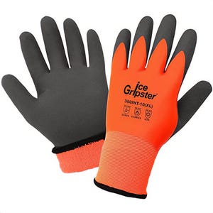 FrogWear™ 380INT-9(L) Ice Gripster® Gloves, Cut, Abrasion, and Puncture Resistant Hi-Viz Double-Coated Low Temperature Gloves