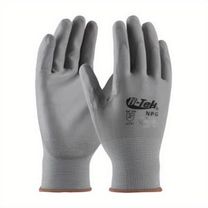 G-Tek® 33-G125/L GP™ General Purpose Gloves, Coated, Large, Polyurethane Palm, Nylon, Gray, Continuous Knit Wrist Cuff