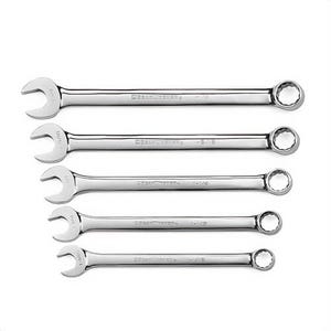 GearWrench® 81921 Add-On Long Length Non-Ratcheting Combination Wrench Set, Imperial, 5 pc, 1-1/8 to 1-1/2 in, Full Polished Chrome
