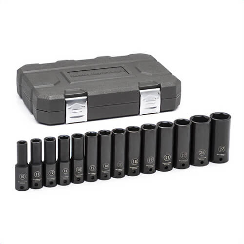 Gearwrench® 84955N Socket Set, ASME B107.33M, 6 Points, 1/2 in Drive, 14 pc, Included Socket Size: 10 to 27 mm