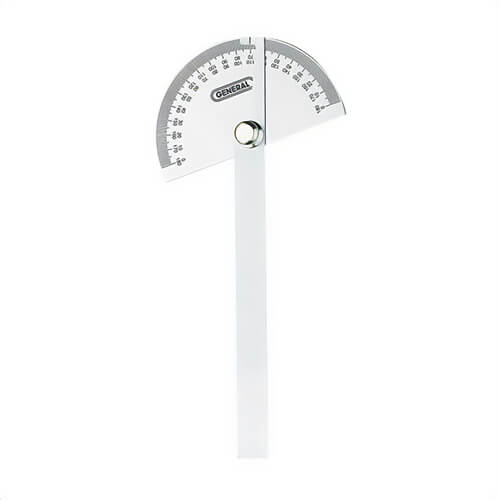 General® 18 Round Head Protractor, 0 to 180° Measuring, 6 in Blade, SS