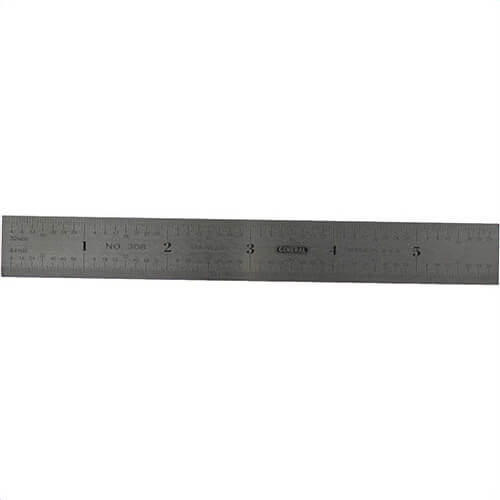 General® 308 Economy Precision Flexible Steel Ruler with Decimal Equivalents Table, 3/4 in W x 6 in L
