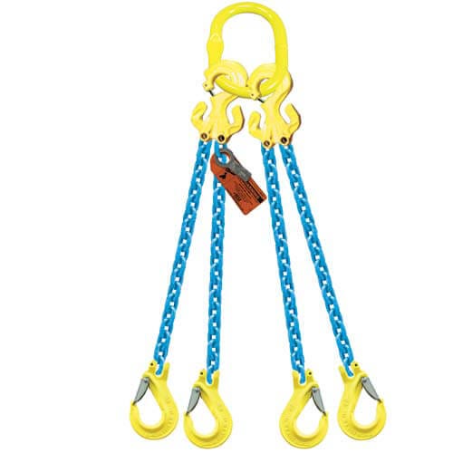 GrabiQ® Quad Leg, 5/16 in, Adjustable Chain Sling, TG4-EGKN, 5 ft Length, 14800 lb WLL