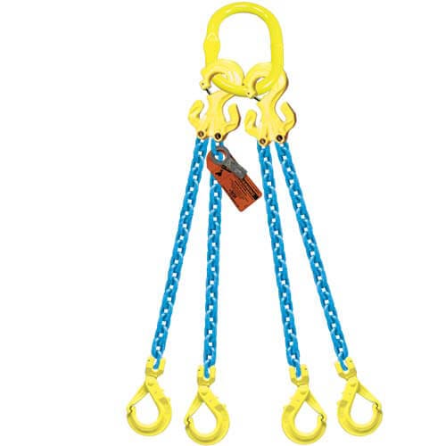 GrabiQ® Quad Leg, 5/16 in, Adjustable Chain Sling, TG4-GBK, 5 ft Length, 14800 lb WLL