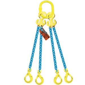 GrabiQ® Quad Leg, 3/8 in, Adjustable Chain Sling, TG4-GBK, 5 ft Length, 22900 lb WLL