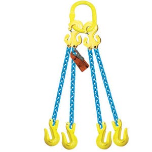 GrabiQ® Quad Leg, 3/8 in, Adjustable Chain Sling, TG4-GG, 5 ft Length, 22900 lb WLL