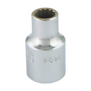 Gray Tools 1406 Standard Socket, Imperial, 1/2 in Square Drive, 3/8 in Hex Socket, 12 Points