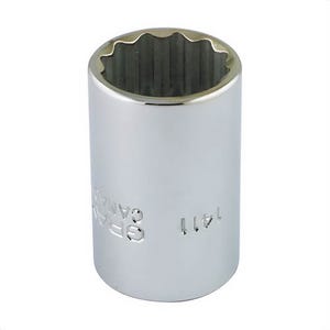 Gray Tools 1411 Standard Socket, Imperial, 1/2 in Square Drive, 11/16 in Hex Socket, 12 Points