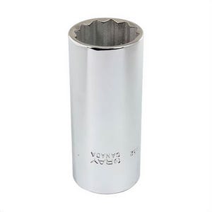 Gray Tools LD32 Deep Socket, Imperial, 1/2 in Square Drive, 1 in Hex Socket, 12 Points