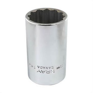 Gray Tools LD44 Deep Socket, Imperial, 1/2 in Square Drive, 1-3/8 in Hex Socket, 12 Points