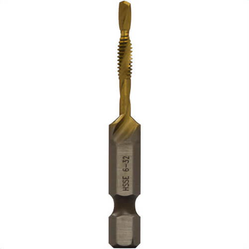 Greenlee® DTAPSS6-32 Drill Tap Bit for Stainless Steel, Size 6-32, Split-Point Tip, High-Speed Steel, Titanium Nitride Finish