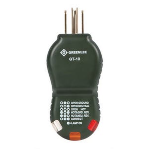 Greenlee® GT-10 GFI Polarity Cube Circuit Tester, 120V AC, Mains, 6.4 in L x 3-1/2 in W