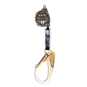 Guardian® 10901 Halo Web SRL Self-Retracting Lifeline with Rebar Hook, Swivel Top and Carabiner, 130 to 310 lb Load Capacity, 11 ft L