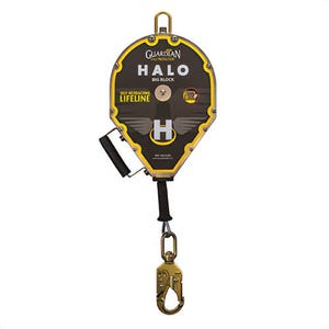 Guardian® 10917 Halo Big Block Self-Retracting Lifeline with Snap Hook, Swivel Top and Carabiner, 130 to 420 lb Load Capacity, 50 ft L