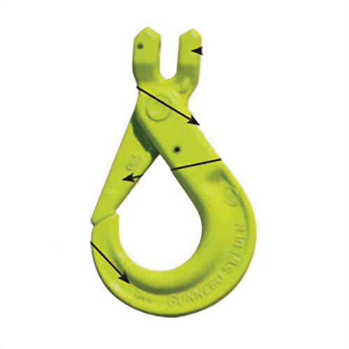 Gunnebo Johnson 590088 BKG Sling Hook, 15000 lb Load, 100 Grade, 1/2 in Trade, Clevis Attachment, 2.1 in Hook Opening