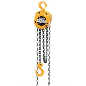 Harrington® CF010-10-SL Hand Chain Hoist, 1-3/32 in Hook Opening, 2,000 lb Load, 10 ft Lift, 14-3/4 in Minimum Hook, Yellow, 1 ton