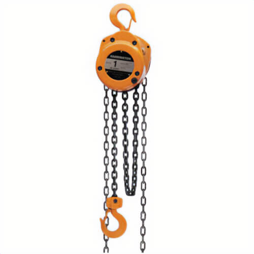 Harrington® CF010-10 CF Series Manual Chain Hoist, 1 ton Load, 10 ft Lifting Height, 14-5/8 in Between Hooks, 1-1/8 in Hook Opening