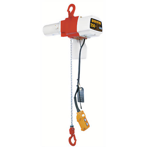 Harrington® ED525DS-10 Dual Speed Electric Chain Hoist, 1 in Hook Opening, 525 lb Load, 10 ft Lift, 13 in Minimum Hook