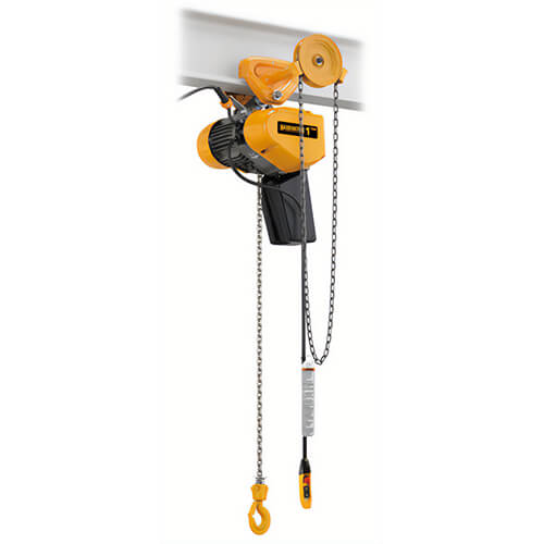 Harrington® EQG010SD-20 Electric Chain Hoist with Trolley, 1-3/16 in Hook Opening, 2,000 lb Load, 20 ft Lift, 460V, 1 ton