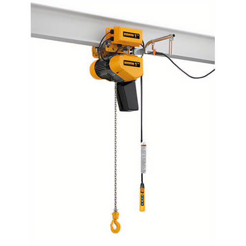 Harrington® EQM010SD-SD-20 Electric Chain Hoist with Trolley, 1-3/16 in Hook Opening, 2,000 lb Load, 20 ft Lift, 460V, 1 ton 