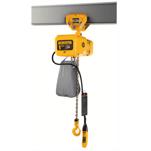 Harrington® NERP100S-15 Electric Chain Hoist with Trolley, 3-3/16 in Hook Opening, 20,000 lb Load, 208/230/460V, 15 ft Lift, 10 ton