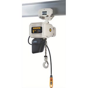 Harrington® NERP010L-FG-20 Food Grade Electric Chain Hoist, 18-1/2 in Hook Opening, 2,000 lb Load, 230/460V, 20 ft Lift, 1 ton