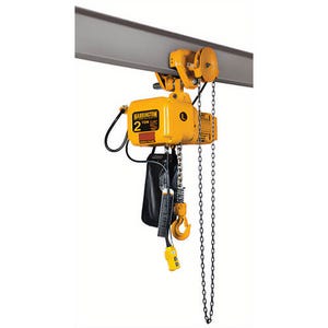 Harrington SNERG010L-10 Electric Chain Hoist 1-Phase with Geared Trolley, 1 ton Load, 8 mm Chain Rope, 10 ft Lifting Height
