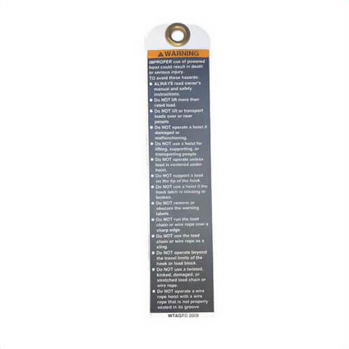 Harrington® WTAG7 Warning Tag Seal, for use with Hoist Equipment