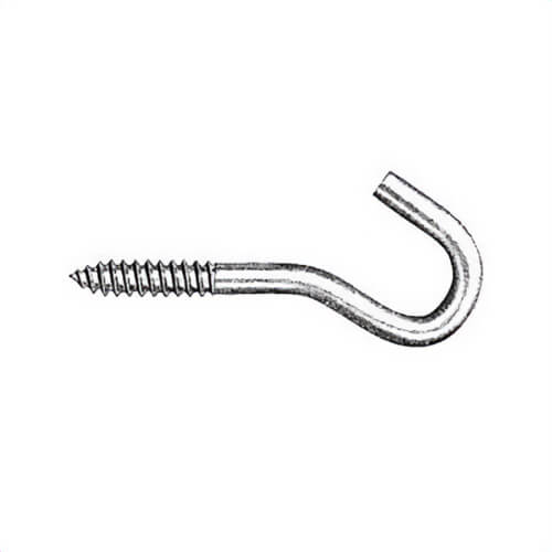 Hindley 10478 Round End Screw Hook, 2-9/16 in, Solid Brass, Zinc Plated