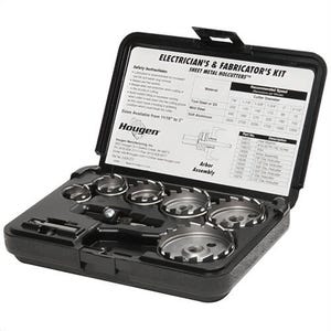 Hougen® 14005 Imperial Electrician's and Fabricator's Kit, 7/8 in dia Min Cutter, 2-1/2 in dia Max Cutter, 1/8 in D Cutting, 6 pc