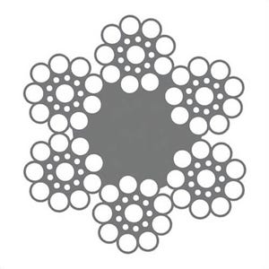 HSI® 5/16 in, Wire Rope, 6x19, Seale Filler Wire, EIPS, Right Regular Lay, Fiber Core, Bright, Import, Per Foot