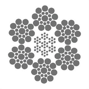 HSI® 5/16 in, Wire Rope, 6x19, Seale Filler Wire, EIPS, Right Regular Lay, IWRC, Bright, Import, Per Foot