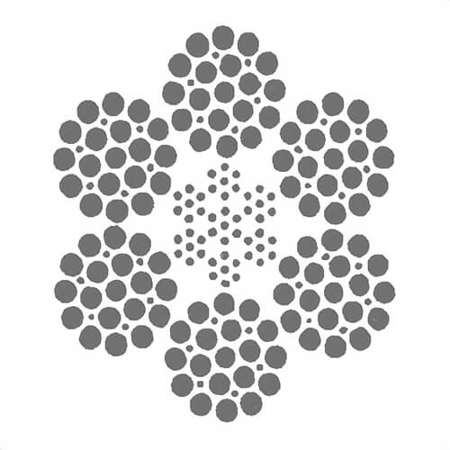 HSI® 5/16 in, Wire Rope, 6x25, Filler Wire, EIPS, Right Regular Lay, IWRC, Made in USA, Per Foot