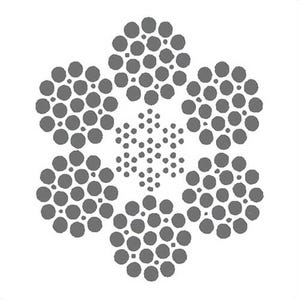 HSI® 7/16 in, Wire Rope, 6x25, Filler Wire, EIPS, Right Regular Lay, IWRC, Bright, Import, Per Foot