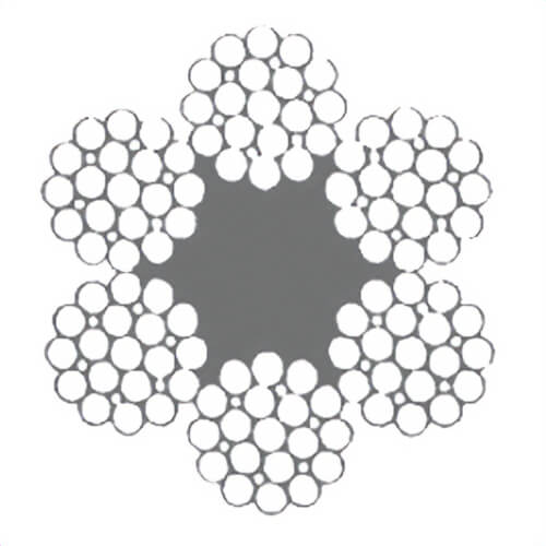 HSI® 5/16 in, Wire Rope, 6x31, Warrington Seale, EIPS, Right Regular Lay, Fiber Core, Bright, Import, Per Foot