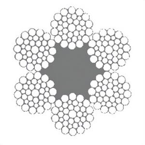 HSI® 7/16 in, Wire Rope, 6x37, Seale Filler Wire, EIPS, Right Regular Lay, Fiber Core, Bright, Import, Per Foot