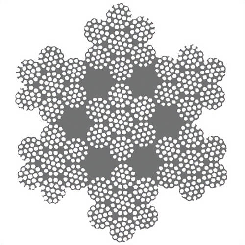 HSI® 1 in, Cable-Laid Wire Rope, 7x7x19, Galvanized, Import, Per Foot