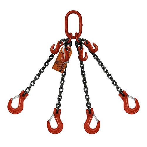 HSI® Quad Leg Chain Sling, Adjustable Type A, 3/8 in dia, 15 ft Length, Oblong Link to Sling Hook Ends, 22,900 lb WLL