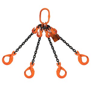 HSI® Quad Leg Chain Sling, Adjustable Type A, 9/32 in dia, 8 ft Length, CM® Oblong Link to Sling Hook Ends, 11,200 WLL