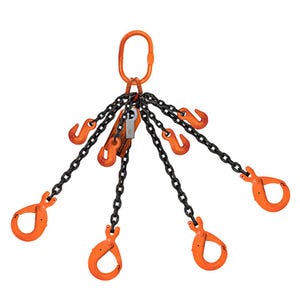 HSI® Quad Leg Chain Sling, Adjustable Type B, 1/2 in dia, 16 ft Length, CM® Oblong Link to Sling Hook Ends, 39,000 WLL