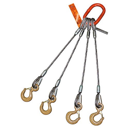 HSI Two Leg Bridle Wire Rope Sling, Eye Hook Ends, Hanes Supply Inc.