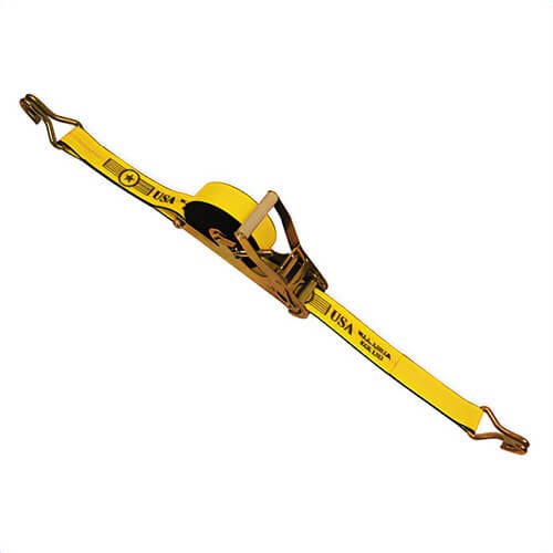 Nylon Self Contained Ratchet Strap and Binder, 2 in x 27 ft, Wire Hook Ends, 3,333 lb WLL