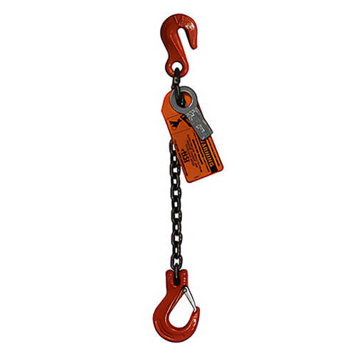 HSI® Single Leg Chain Sling, 3/4 in Length, 15 ft Length, Grab Hook to Slip Hook Ends, 35,300 lb Working Load Limit