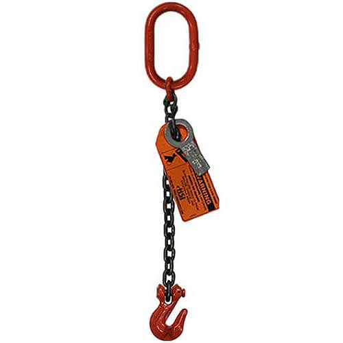 HSI® Single Leg Chain Sling, 3/4 in dia, 15 ft Length, Oblong Link to Grab Hook Ends, 35,300 lb Working Load Limit